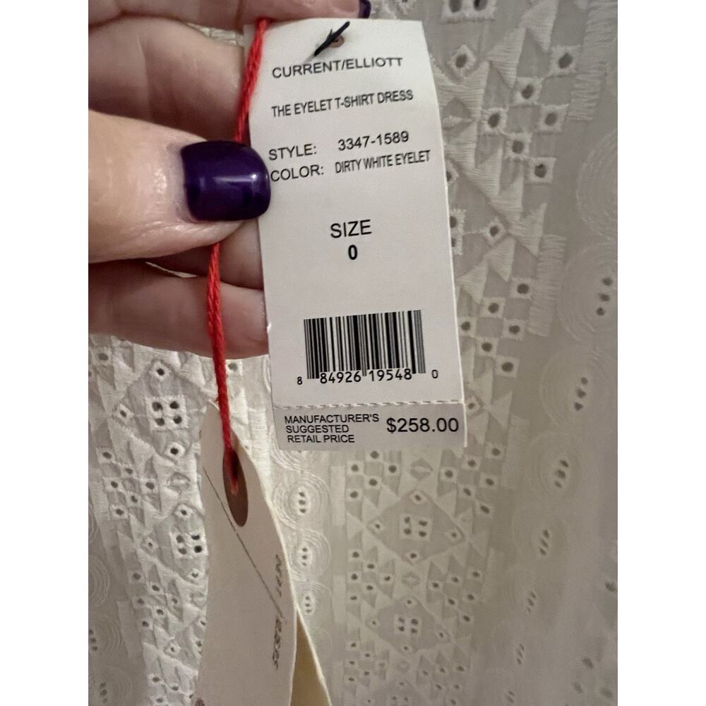 current elliott Shirt Dress eyelet NWT 0 /xs $258 Dirty White Key Hole Back - Picture 5 of 8